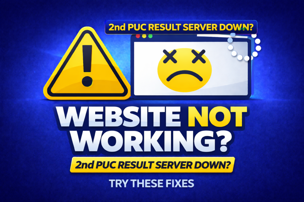 2nd PUC result server down error thumbnail with warning icon and “Website Not Working” text